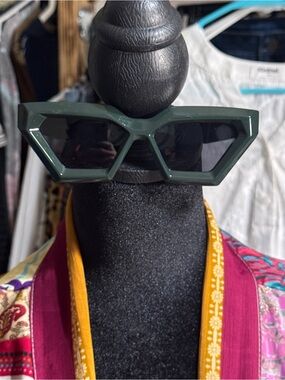 Dark Green Geometric Sunglasses - Women Accessories